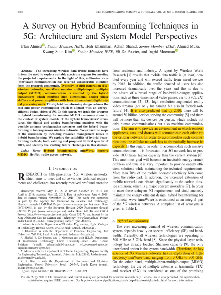 Hybrid Beamforming in 5G Networks | PDF | Mimo | Extremely High Frequency