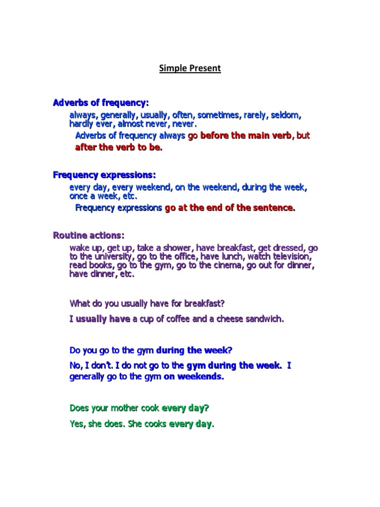 Understanding Adverbs of Frequency | PDF | Language Arts & Discipline ...