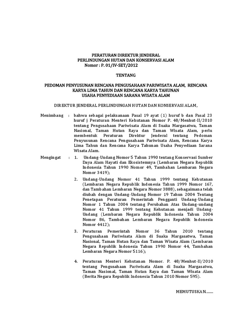 Pedoman Penyusunan RPPA Pariwisata Alam | PDF