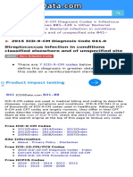 ICD-9-CM Diagnosis Code 041.0 Streptococcus Infection in Conditions Classified Elsewhere and of Unspecified Site