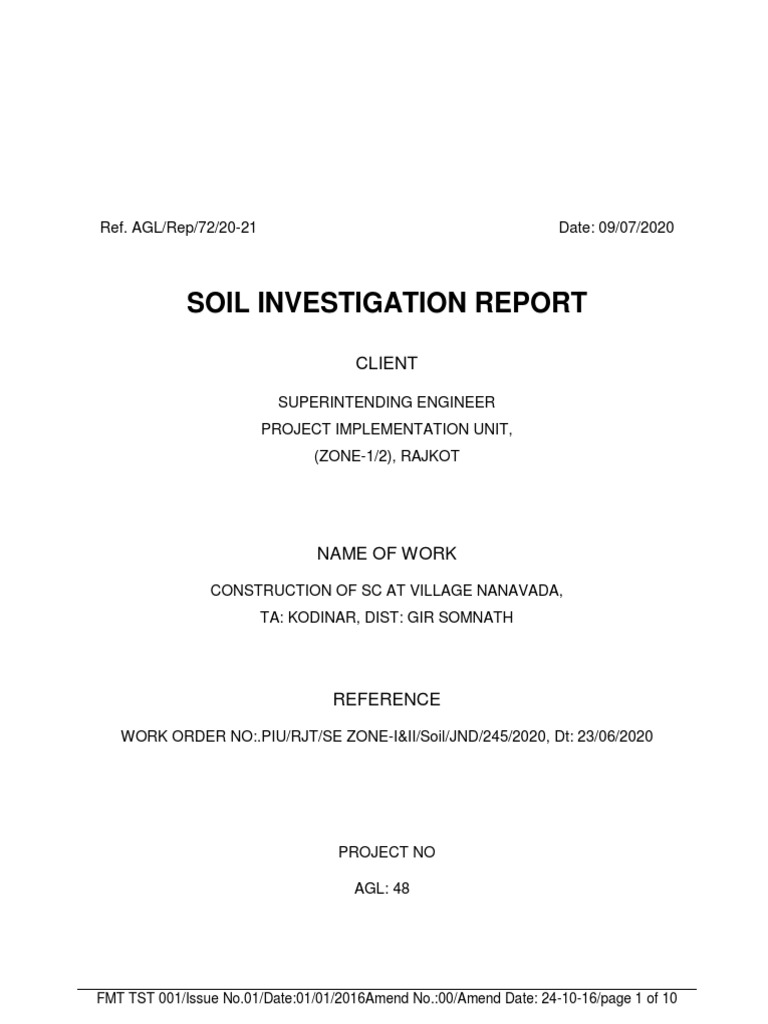 Soil Investigation Report for Nanavada Construction | PDF | Civil ...
