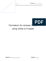 Formation For Answer Sheet Using White A-4 Paper