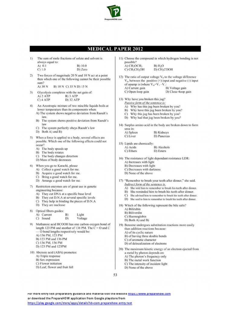 ETEA Medical Paper 2012 PDF