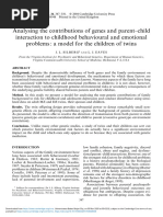 Analysing The Contributions of Genes and Parentchild Interaction To Childhood Behavioural and Emotional Problems A Model For The Children of Twins