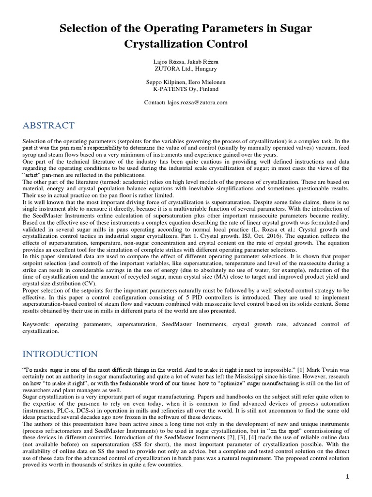 Sugar Crystallization Control Techniques | PDF | Crystallization ...