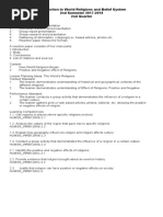 Grade 12 GAS 2 Matrix Classroom Activities - World Religions