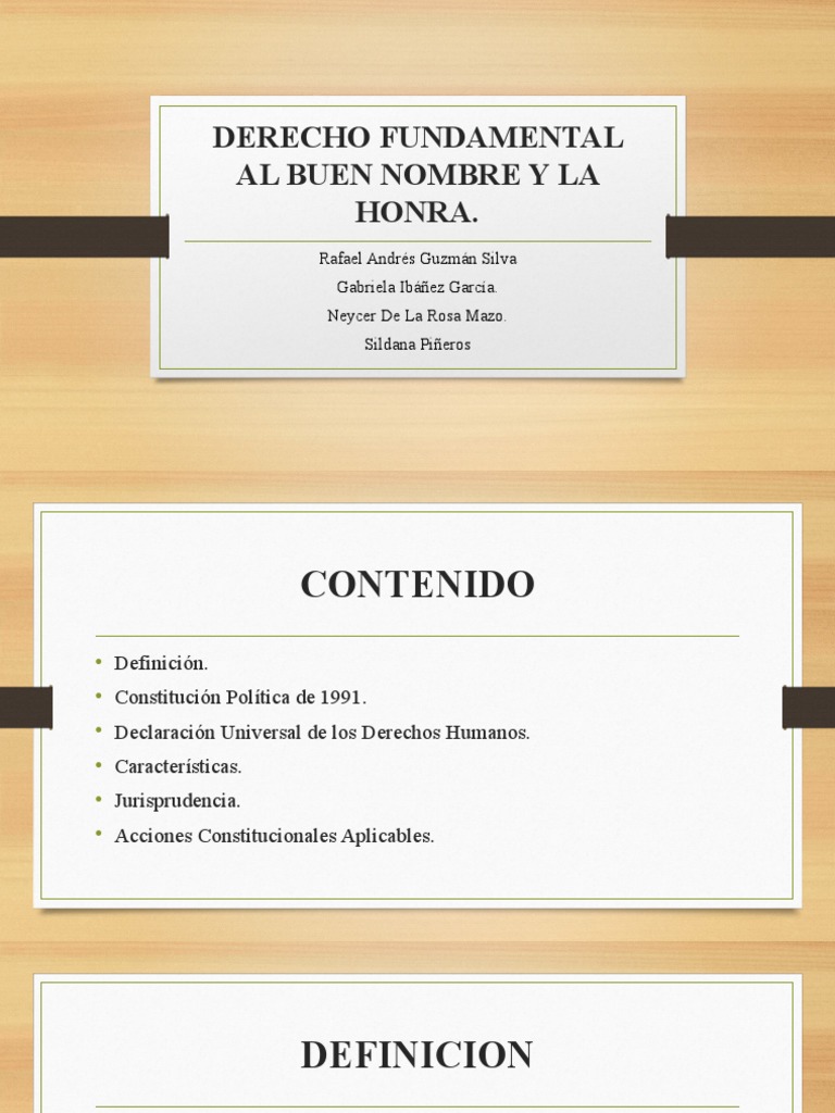 Derecho Fundamental Al Buen Nombre y La Honra | PDF | Derecho