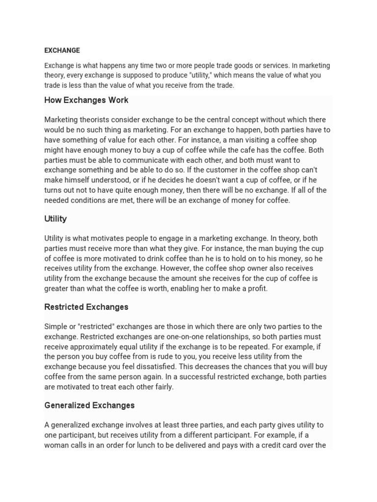 Exchange, Transaction and Accounting | PDF | Value (Economics) | Commerce