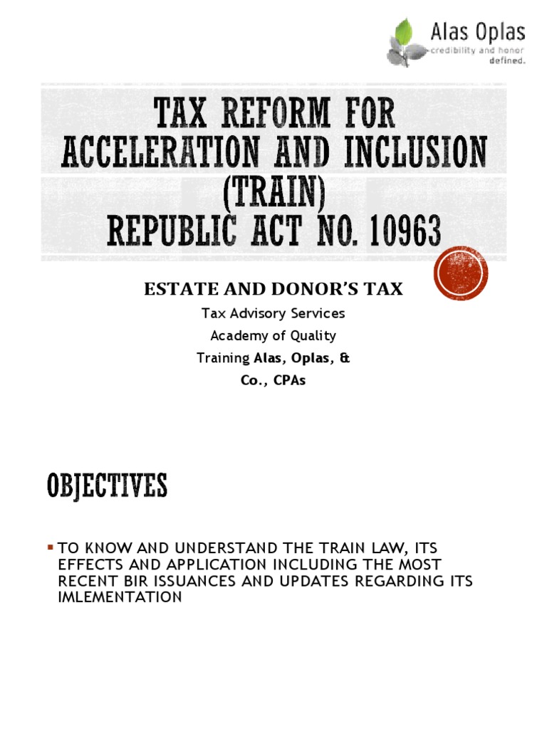 TRAIN LAW Estate-And-Donors-Tax | PDF | Estate Tax In The United States ...