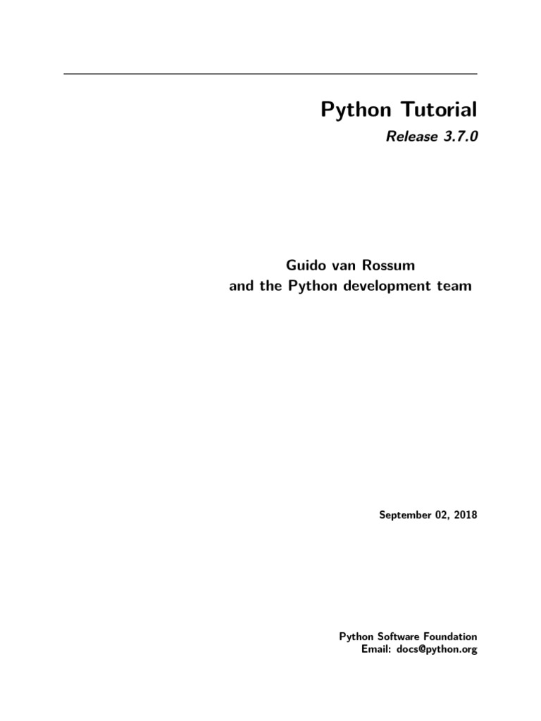 Python Tutorial: Guido Van Rossum and The Python Development Team | PDF ...