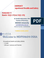 Diploma in Pharmacy MDPH4604 Occupational Health and Safety (OSHA) Semester 4 Batch 52 (2-19) & 53 (2-19)