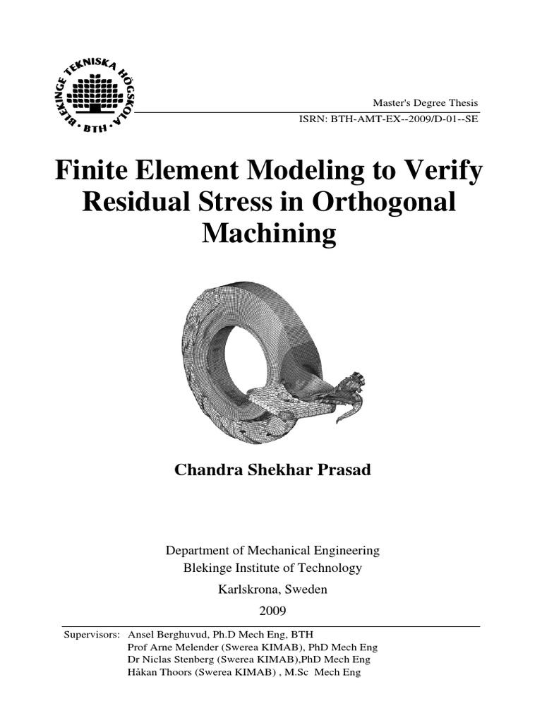 Finite Element Modeling To Verify Residual Stress in Orthogonal ...