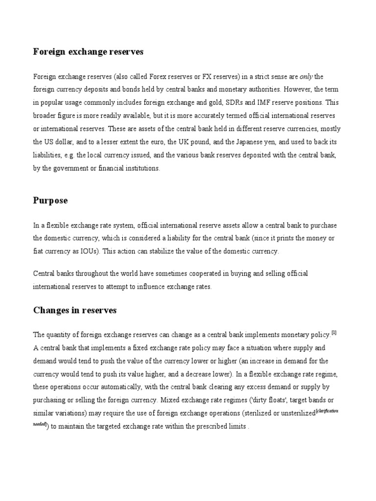 Foreign Exchange Reserves | PDF | Exchange Rate | Central Banks