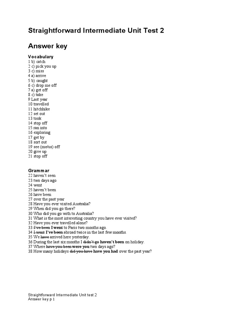Unit Test 2 Answer Key | PDF | Art