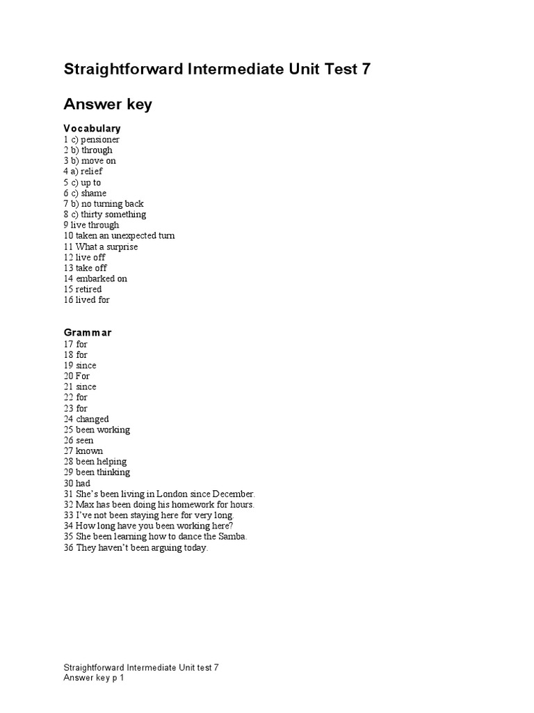 Unit Test 7 Key | PDF