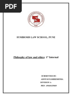 Philosphy of Law and Ethics: 1 Internal: Symbiosis Law School, Pune