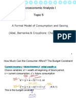 Macroeconomic Analysis I Topic 5: A Formal Model of Consumption and Saving (Abel, Bernanke & Croushore: Chap 4 Appendix)