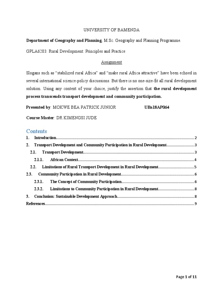Rural Planning Transport and Community | PDF | Poverty | Poverty ...