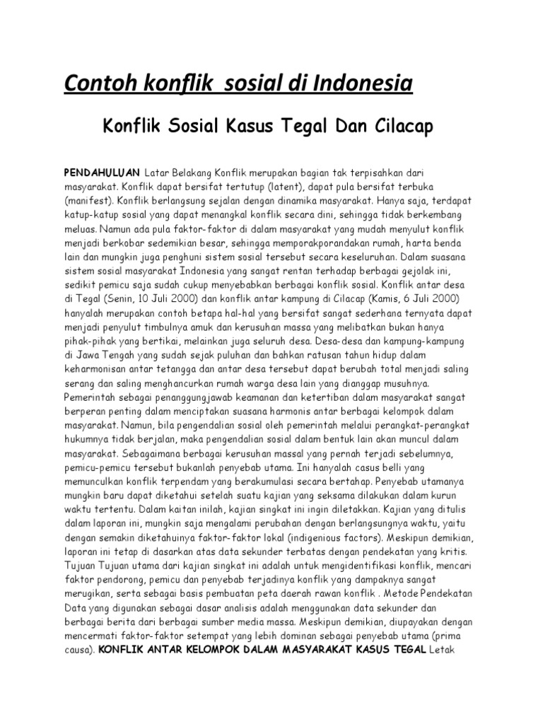 Contoh konflik sosial di Indonesia