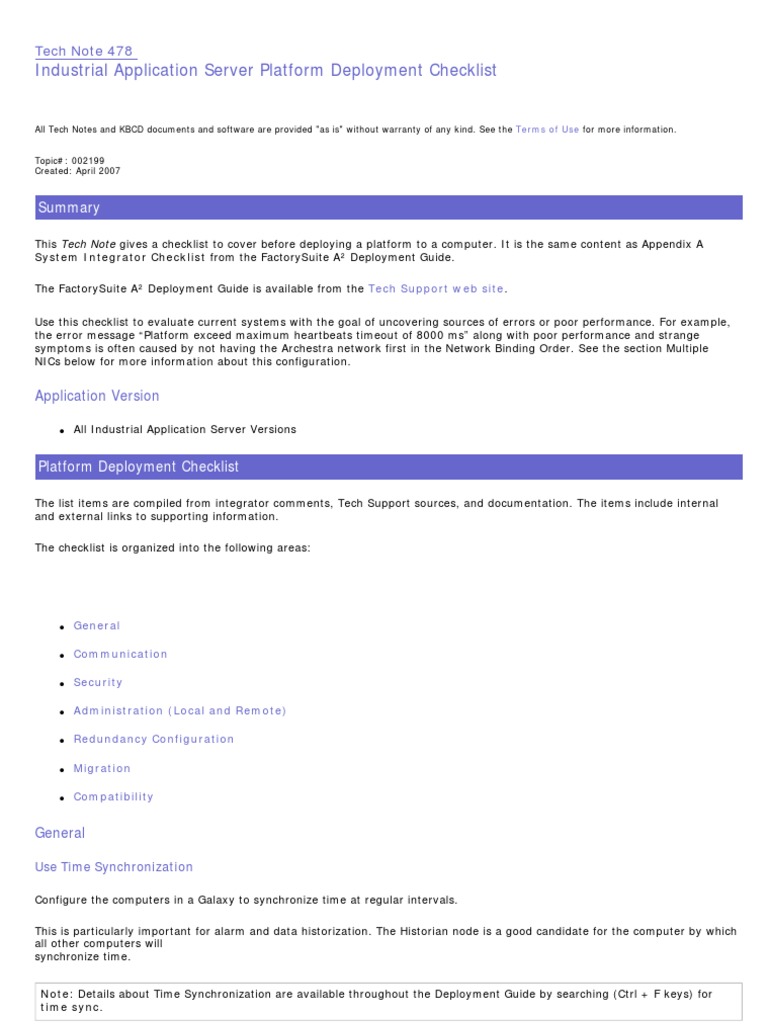 Tech Note 478 - Industrial Application Server Platform Deployment ...