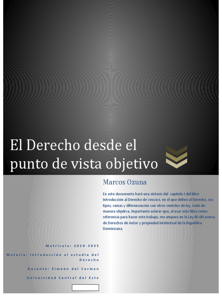 El Derecho Desde El Punto de Vista Objetivo | PDF | Moralidad | La Ley