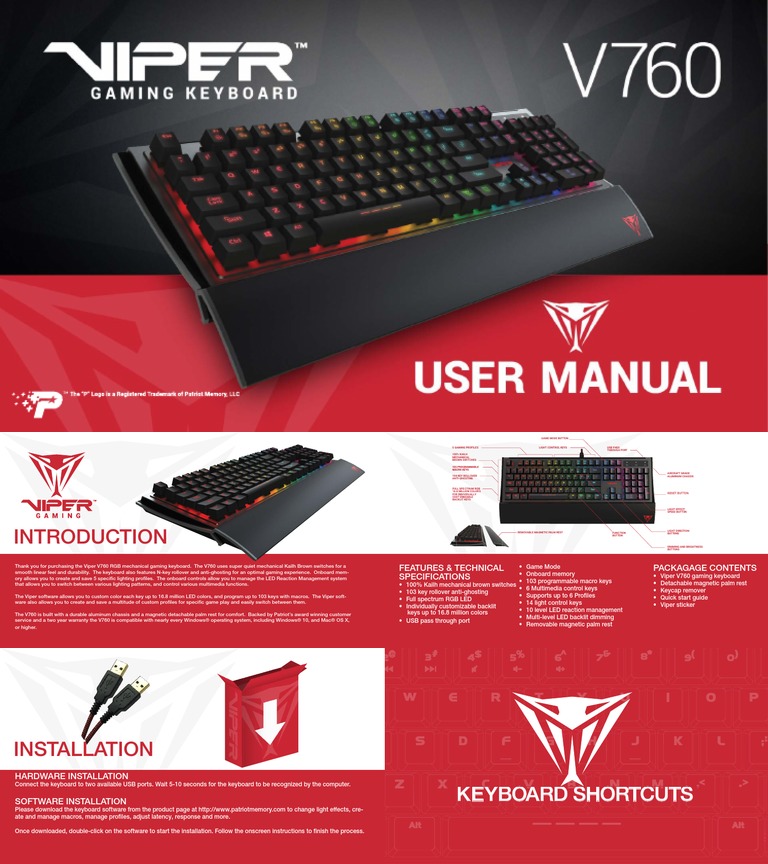 5dd57f8e9f28b40a4d7c3f0a Viper V760 Gaming Keyboard Manual English