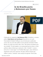 Universidade de Brasília puniu assessor de Bolsonaro por frases racistas