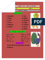 Session - 2020-2021 Subject: E.V.S Date: 23 - Sep - 2020 Revision Worksheet - 20 Class - I Chapter - 4 - Birds