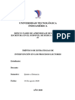 Tríptico de Estrategias de Intervención en Los Procesos Lectores