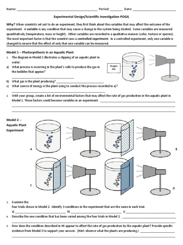 Experimental Design POGIL 2013 PDF Experiment Dependent And
