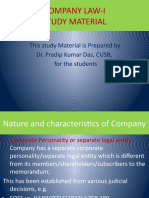 Pany Law-I, Nature and Characteristics, Part-I