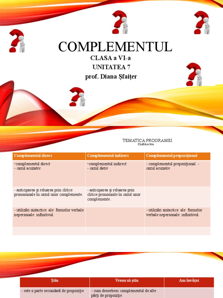 Complementul Clasa A VI-a | PDF