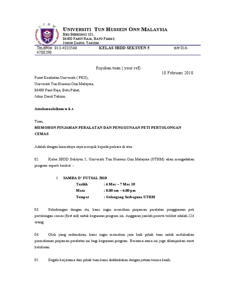 Surat Pinjam Brg First Aid Pdf