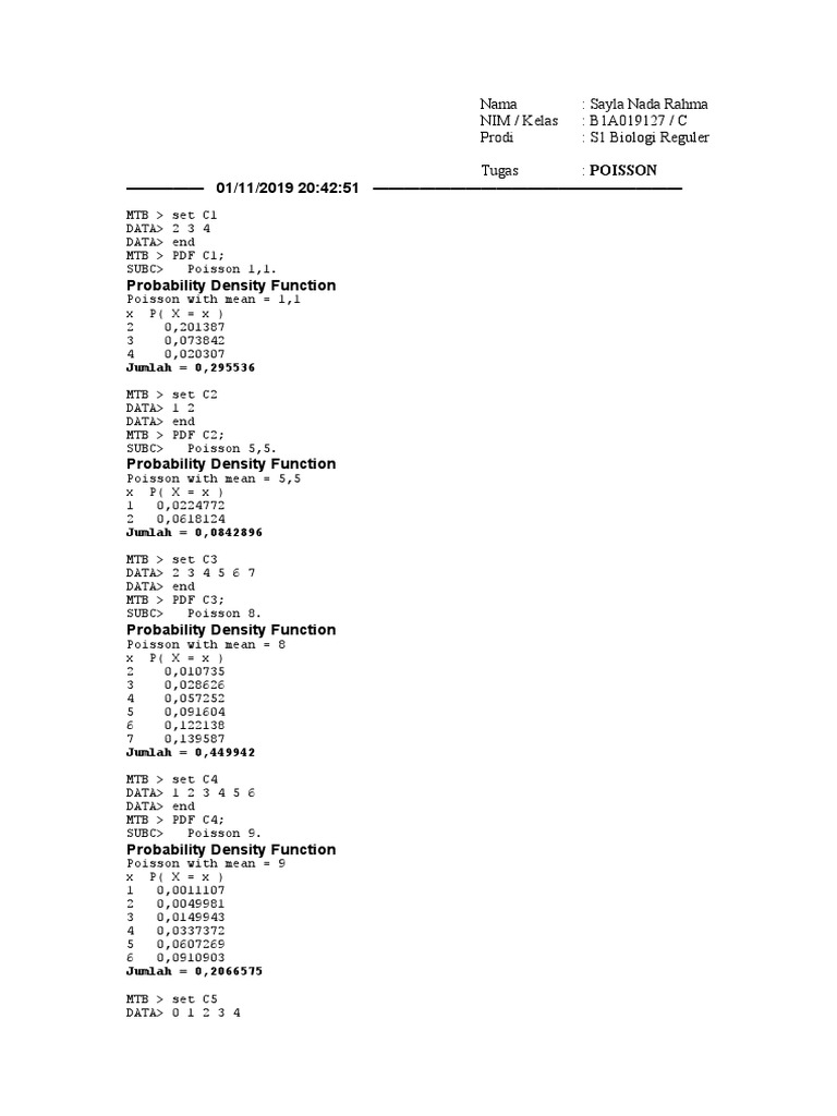Poisson Probability Distributions Analysis | PDF