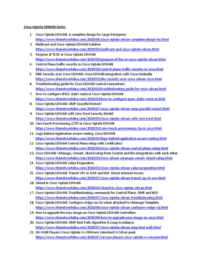 Cisco Viptela Sdwan Series Pdf Cisco Systems Telecommunications