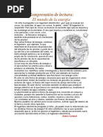 Comprensión de Lectura Ciencias Sobre Energia