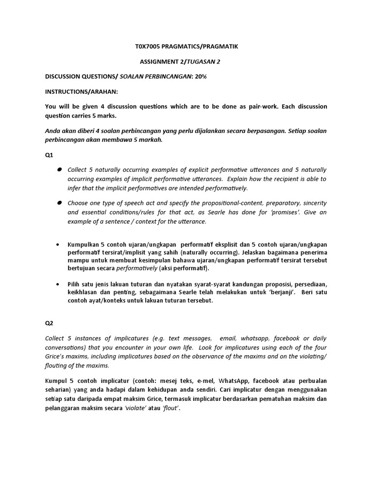 Tox7005 Pragmatics Discussion Questions 1 2 Pdf
