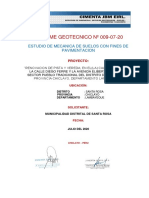 Informe Geotecnico #009-07-20: Estudio de Mecanica de Suelos Con Fines de Pavimentacion