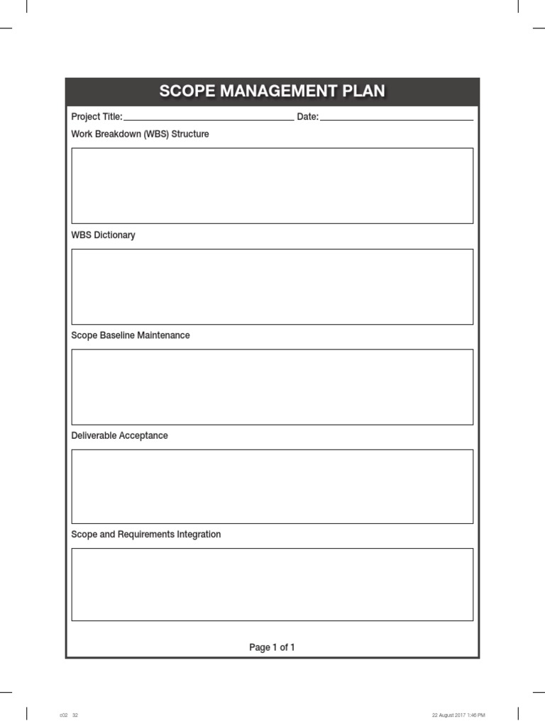 Scope Management Plan Overview | PDF | Art | Technology & Engineering
