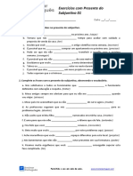 Folha de Exercícios Sobre Presente Do Subjuntivo 1 PDF