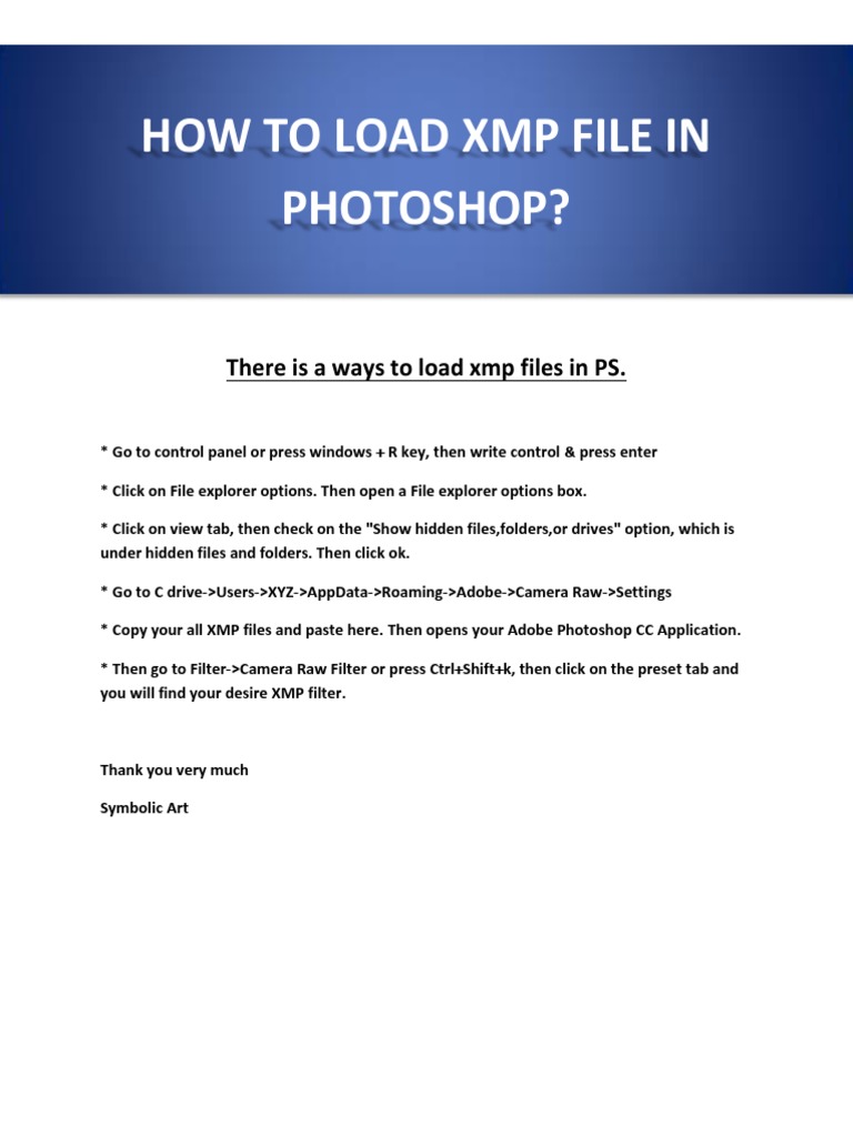 Loading XMP Files in Photoshop Guide | PDF