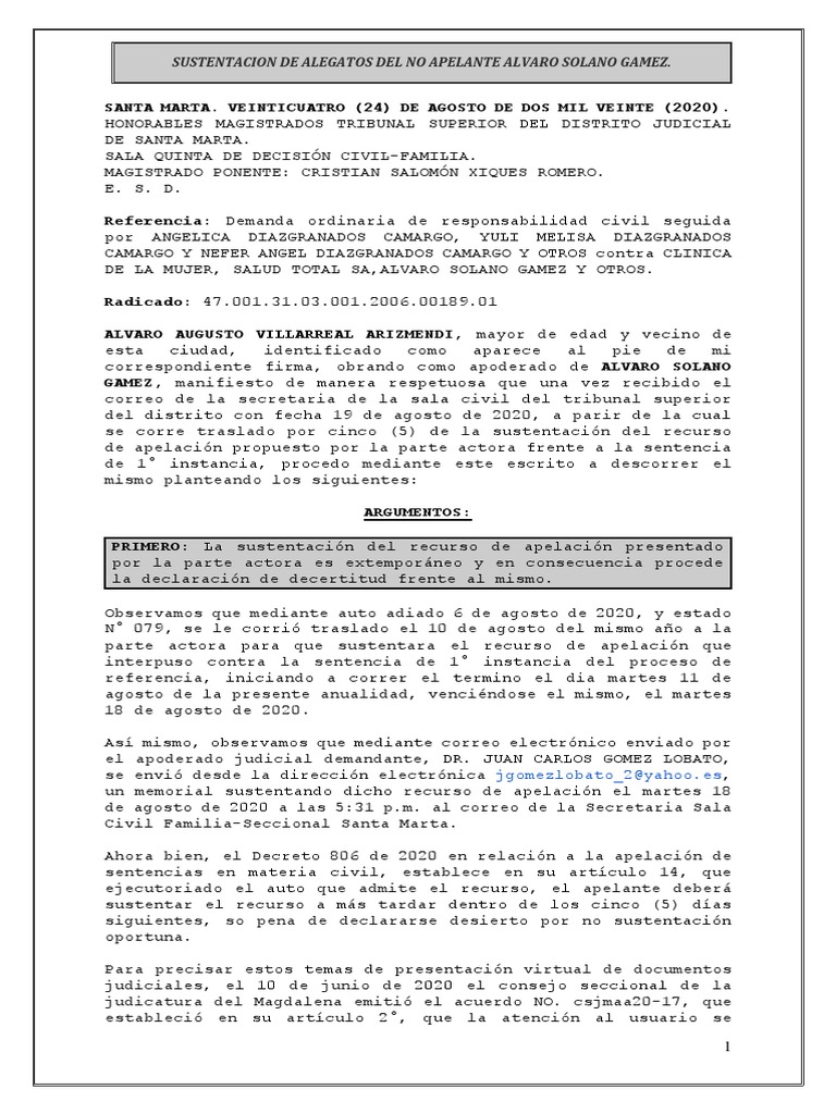 Alegatos de Álvaro Solano Gámez | PDF | Diarrea | Cirugía