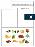 Worksheet Fruits and Vegetables