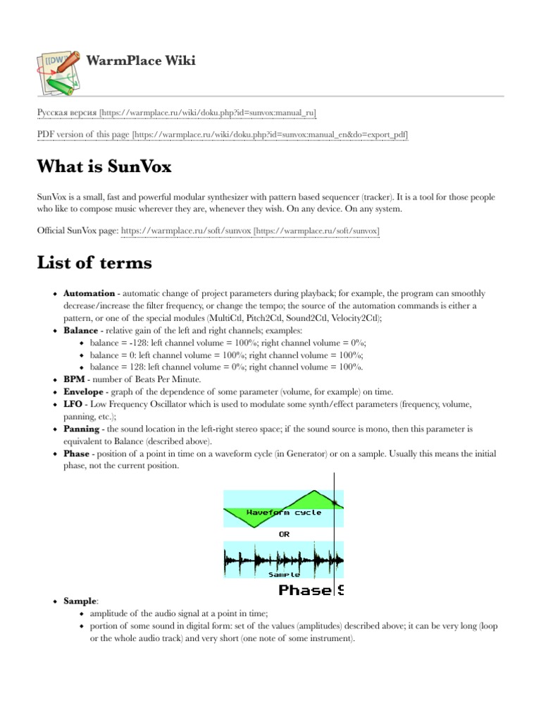 Sunvox-Manual - en (WarmPlace Wiki) | PDF | Arm Architecture | Sampling ...