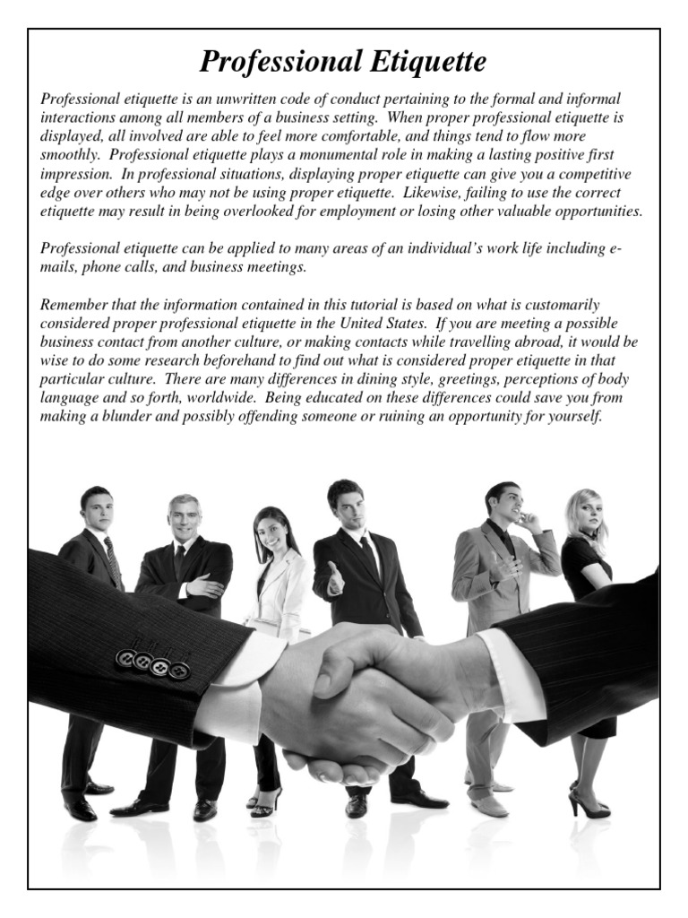 Professional Etiquette Guide | PDF | Career & Growth