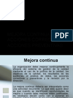 Mejora continua, acciones correctivas y preventivas