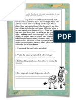 Zebra Reading Comprehension Exercises - 28952