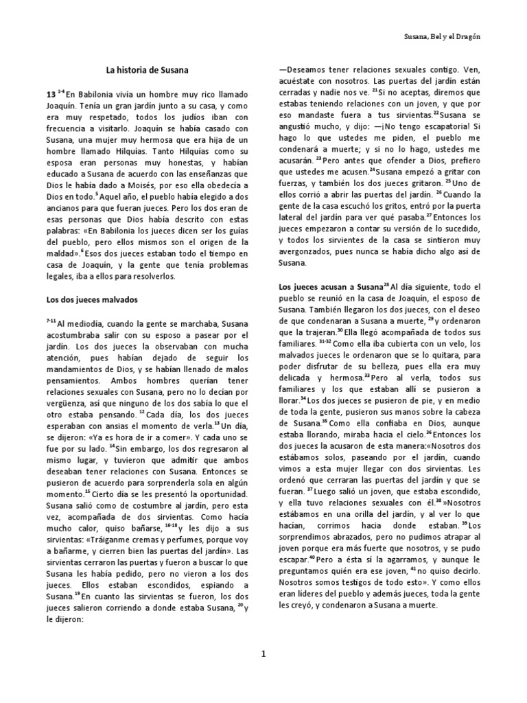 Libro de Susana y El Libro de Bel y El Dragón PDF Religión y
