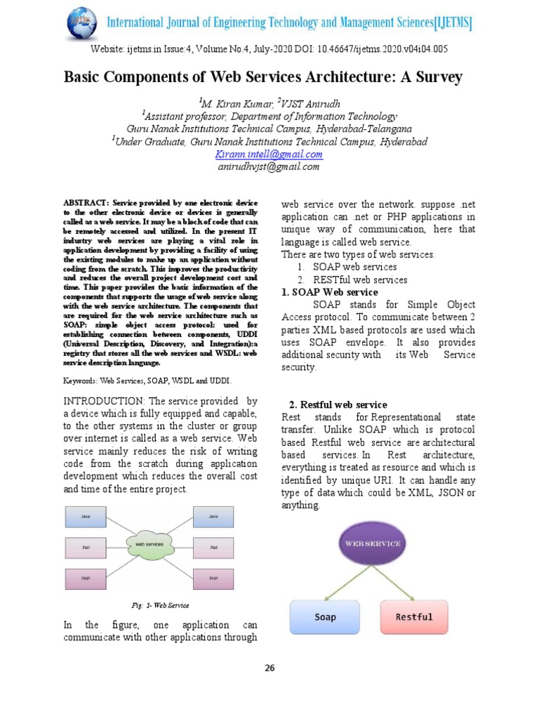 An Overview of the Basic Components and Architecture of Web Services ...
