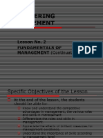Lesson No. 2 - Fundamentals of Management (Continuation)